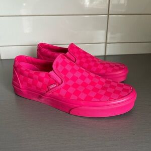 Vans Neon Pink Slip-On Checkerboard Shoes Men’s US8 Women’s US9.5